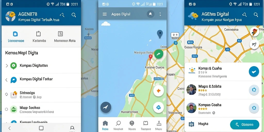 Tampilan antarmuka AGEN878 menunjukkan fungsi kompas digital yang intuitif.