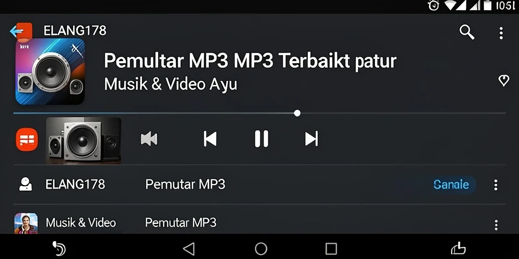 Tampilan antarmuka ELANG178 yang intuitif dan modern untuk Pemutar MP3.