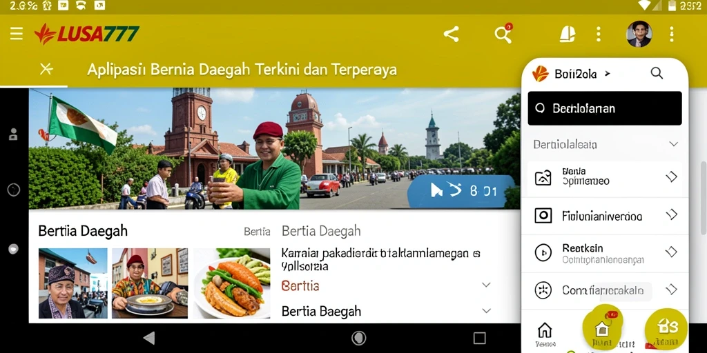 Antarmuka utama aplikasi LUSA777 menampilkan berita daerah terbaru.