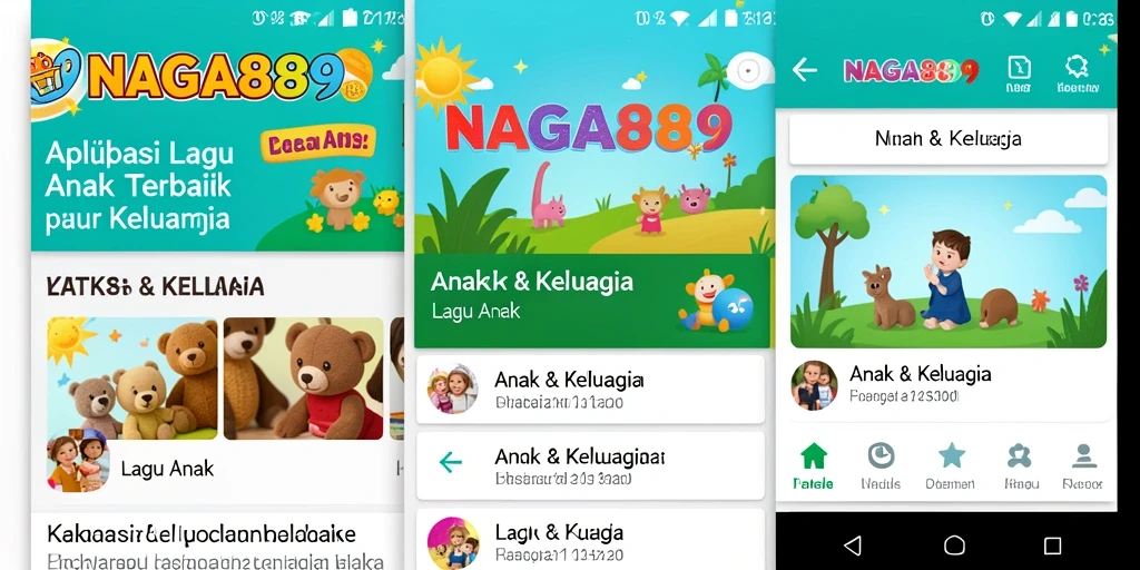 Antarmuka menarik NAGA889 dengan berbagai pilihan lagu anak.
