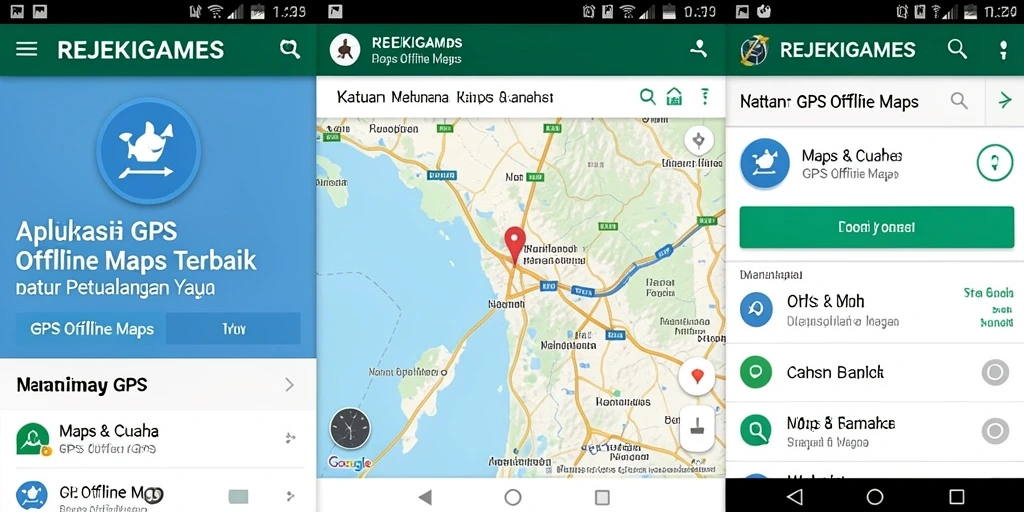 Screenshot antarmuka REJEKIGAMES yang menunjukkan peta offline.