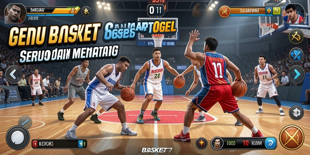 Tampilan antarmuka SEDAPTOGEL dengan aksi basket seru.