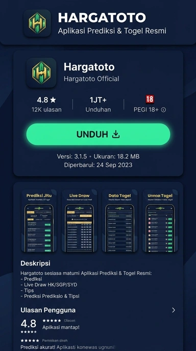 Tampilan halaman APK hargatoto