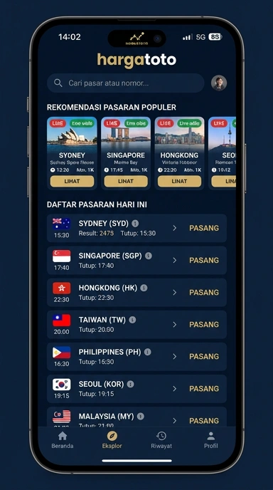 Tampilan katalog aplikasi hargatoto